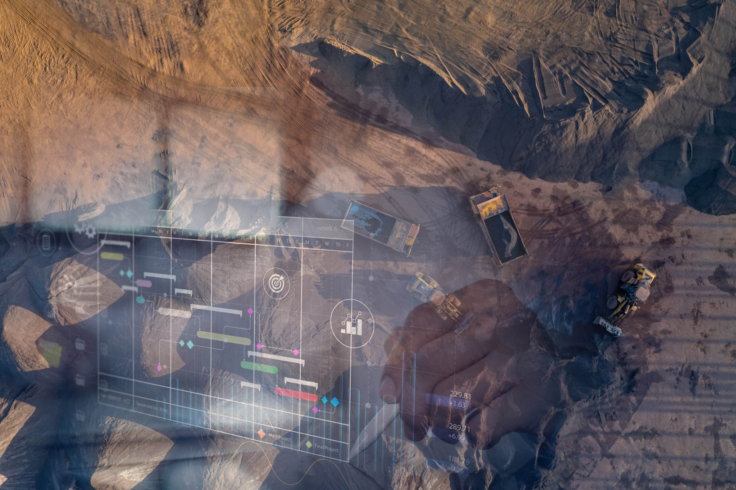 Vertical bird’s-eye view of metal mineral port